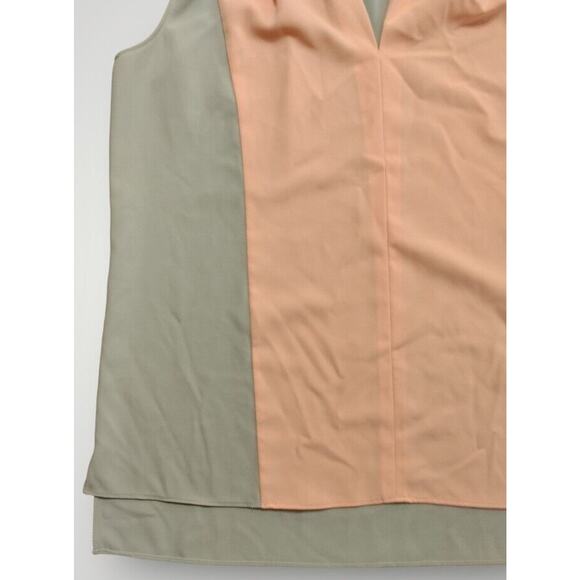 T Tahari Colorblock V-Neck Sleeve Blouse Beige/Peach Size M - Picture 2 of 7